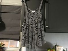 MY TREE CROCHET LIGHT GREY SWING TOP ~ SIZE LARGE ~ EUC #MyTree Gray Bohemian Tops For Summer, Gray Bohemian Summer Tops, Gray Open Knit Top For Spring, Gray Bohemian Sleeveless Top, Gray Sleeveless Bohemian Top, Tree Crochet, Ebay Store, Boho Chic, Flapper Dress