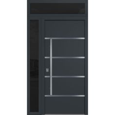 an image of a modern steel door with glass paneling on the front and side