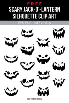 scary jack - o'lanterns silhouette clip art for the halloween pumpkins and jack - o'lantern faces