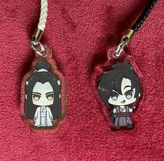 "Chibi Charms/Keychains of Wei Wuxian and Lan Wangji on corresponding black and white keychains. 1.5\" or 2\" inch acrylic keychain." Customized Black Keychain For Gift, Handmade Black Keychain For Gift, Customized Black Keychains For Gifts, Customized Black Keychains For Personal Use, Chibi Charms, Wei Wuxian And Lan Wangji, Wei Wuxian Lan Wangji, Grandmaster Of Demonic Cultivation, Lan Wangji