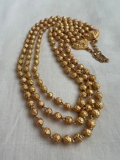 Made to Order – House of Taamara Gold Balls Necklace Indian, Gold Mala, Antique Pearl Necklace, Green Stone Pendant, Antique Jewellery Designs, Gold Bride Jewelry, Stone Bangle, Gold Necklace Designs, Jewelry Design Necklace