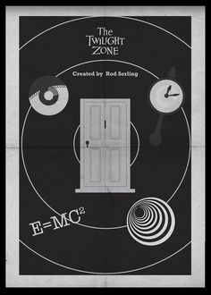 the twilight zone movie poster with an open door and various objects around it, including a clock