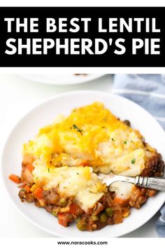 the best lentil shepherd's pie on a white plate