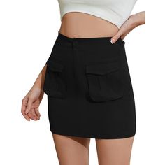 Material：Women high waist mini skirt is made of 60% Polyester, 40% Terylene. The fabric is skin-friendly, very soft and comfortable, suitable for all day wear. Feature: High waist,two side pockets,button closure,bodycon style. The mini cargo skirts are made of stretchy fabric to hug your curves and provide extra comfort. Occasions: Cargo mini skirts are suitable for casual daily wear or outdoor activities, streetswear, clubs, dates, parties, bars, beach, park, picnic, hiking, camping, exploring, High Waist Mini Skirt With Pockets, Trendy High-waist Cargo Skirt, Chic Stretch Mini Skirt With Pockets, Casual Solid Color Cargo Mini Skirt, Casual Solid Mini Skirt With Pockets, Trendy Solid Color Mini Skort, Solid Color Mini Pencil Skirt, Trendy Mini Skirt With Side Pockets, Solid Color Mini Skort