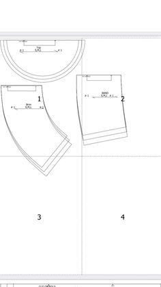 the front and back view of a sewing pattern, with measurements for each piece in it