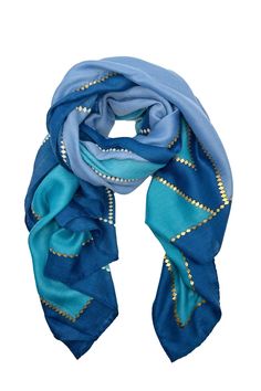 Moira Scarf Blue Scarves Trendy Blue Scarf For The Beach, Elegant Gold Scarf One Size, Winter Night, Touch Of Gold, Gold Design, Summer Days, Fashion Sense, Thoughtful Gifts, Blue