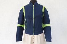 NOS vintage navy and lime green zipper jacket in mint condition. Brand Brunex Swiss Made in Switzerland Size 50 (men us, uk 40) M Shell 52% wool 43% nylon 5% spandex Lining 100% nylon Zipper up closure Zipper pockets bust 50 cm = 19.7 inches length 58 cm = 22.8 inches sleeve 62 cm = 24.4 inches Fitted Track Jacket With Zipper For Outdoor, Fitted Track Jacket With Zipper Closure For Outdoor, Fitted Green Track Jacket For Sports, Fitted Green Track Jacket For Winter, Fitted Green Track Jacket For Streetwear, Sage Green Floral, Racer Jacket, Zipper Jacket, White Canvas