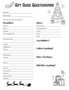 a printable christmas gift guide