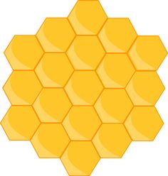 an orange hexagonal object with several smaller ones in the center and one at the top