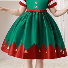 Toddler Kids Girls Christmas Elf Elf Short Sleeve Dress Wholesale Girls Dresses – PrettyKid Childrens Christmas Dress, American Girl Doll Costumes, Girls Christmas Party, Kids Christmas Dress, Elf Dress, Childrens Clothing Boutique, Kids Party Dresses, Christmas Party Dress, Kids Boutique Clothing