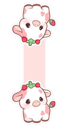 two stickers with the same animal face and one has strawberrys on its head