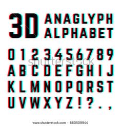 3d font and numbers with different colors