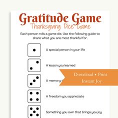 a printable thanksgiving dice game for kids