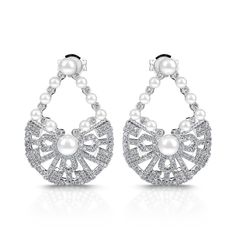 BOGO 40% OFF (Code: H40) White Pearl Bridal Earrings With Diamond Accents, Pearl White Cubic Zirconia Pearl Earrings For Evening, Elegant Pearl Earrings With Sparkling Stones For Party, Elegant Diamond White Pearl Earrings For Party, Glamorous White Bridal Earrings With Diamond Accents, Pearl Earrings With Diamond Accents For Evening, Diamond White Pearl Drop Bridal Earrings For Party, White Diamond Earrings With Diamond Accents For Party, Elegant Pearl Pendant Earrings For Party