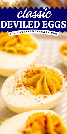 Learn how to make these Classic Deviled Eggs for an easy Easter recipe! This appetizer recipe is always a crowd-pleaser. Pin these delicious Easter appetizers for later! Simple Deviled Eggs Recipe, Fancy Presentation, Best Deviled Eggs Recipe, Easy Deviled Eggs, Thanksgiving Deviled Eggs, Deviled Egg Recipe, Easter Deviled Eggs