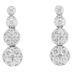 Keep them dazzled with these ultra-elegant diamond cluster round drop earrings, a true embodiment of luxury and sophistication. These exquisite earrings are designed to refine your look with their elegant glow, featuring a cascading array of dazzling diamonds that graduate gracefully from the top to the bottom. Each earring is adorned with meticulously set diamond clusters, creating a stunning visual impact that catches the light from every angle. With a total diamond weight of 0.50 carats, thes Luxury Dazzling White Gold Cluster Earrings, Luxury Timeless Diamond White Cluster Earrings, Dangler Earrings, White Gold Set, Elegant Party, Diamond Cluster, Elegant Gift, Diamond Shapes, Natural Diamonds