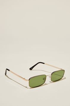 The Streamline SunglassesCotton On Men - The Streamline Sunglasses - Gold / Black / GreenCotton On | Men | AccessoriesCotton On | Men | AccessoriesCotton On | Men | Accessories Modern Green Sunglasses With Metal Frame, Trendy Green Square Frame Sunglasses, Casual Denim Shirt, Halter Shirt, Long Sleeve And Shorts, Pyjama Bottoms, Chino Jeans, Shoe Gifts, Gold Sunglasses