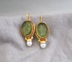 ✽ D E T A I L S {Gemstone} - Quartz {Gemstone Size} - 17X24 mm {Earring Height Including Hoop} - 3.8 cm {Earring Width} - 3 cm {Finish} - Smooth and high polished with brilliant shine. {Note} -The earrings are made to order, production day is about 3-5 working days. The one you receive may be slight different from the one in the picture due to handmade nature, but it will be almost same as in the above picture. These pieces are handcrafted from start to finish and have an imperfect handmade look Art Deco Gemstone Earrings For Gift, Vintage Earrings Victorian, 1920s Earrings, Antique Jewelry Victorian, Jewelry Stack, Blithe Spirit, Cool Earrings, Style Sheet, Victorian Earrings