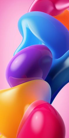 the colorful balloons are floating in the air, creating an abstract pattern on the surface