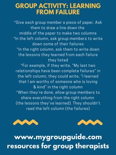 Seeking Safety Group Activities, Mental Health Group Ideas, Substance Use Group Activities, Therapy Group Activities, Activity Therapy, Learning From Failure