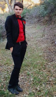 Groom Suit Black, Red Shirt Men, Black And Red Suit, Black Bowtie, Mickey Mouse Outfit, Red Shirt Dress, Indian Men Fashion