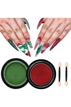 Red Green Chrome Nail Powder Christmas Nail Mirror Glitter Powder Holographic Magic Metallic Mirror Effect Glitter Glazed Manicure Decoration Chrome Nail Powder, Green Chrome, Mirror Effect, Chrome Nails, Powder Nails, Christmas Nails, Red Green