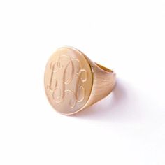 Monogram Ring Gold, Unique Engagement Rings Rose Gold, Oval Signet Ring, The Bling Ring, A Monogram, Monogram Ring, Monogram Jewelry, Gold Monogram, Gold Overlay