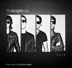 three men in leather jackets and sunglasses standing next to each other with the words, the brightside