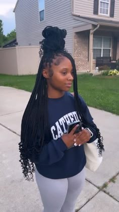 Long Box Braids, Cute Braided Hairstyles, Pretty Braided Hairstyles, Braids With Curls