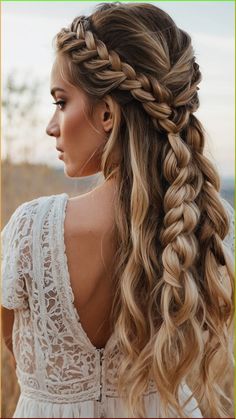 Discover stunning Pretty braided hairstyles ideas in this blog post. From Quick and Easy styles to African twist, Cool Fulani braids, Messy knotless braids, and intricate Dragon braid designs. Get inspired with Teens, Dutch, and Box braids. Braided Pony Bridesmaid, Wedding Hair Dutch Braid, Celtic Wedding Hairstyles Viking Braids, Messy Knotless Braids, French Braid Wedding Hairstyles, Bridesmaid Braided Hairstyles, Formal Dance Hairstyles, Fancy Hair Ideas, Bridal Braided Hairstyles