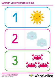 the printable numbers 1 - 20 worksheet for children to practice counting and addition skills