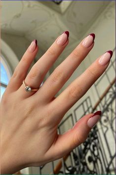 https://www.boredpanda.com/coworker-late-nails-done-coin-rolls-petty-revenge/?utm_source=pinterest27&utm_medium=link&utm_campaign=direct Red And Cream Nails, Cherry Red French Tip Nails, Short Painted Nails, Dark Red French Tip, Minimal Nail Art, Red Tip Nails, Grad Nails, Paznokcie Hello Kitty, Bridesmaids Nails