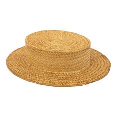 The Ridgemont Make's vintage 1950s boater hat showcases timeless elegance with its natural straw construction. Although the ribbon and bow are lost, this hat epitomizes classic style. This boater hat captures the essence of vintage summer fashion, making it a coveted accessory for collectors and design enthusiasts alike. Some staining. Wear consistent with age and use. 11.5"w x 13"d x 3"h Classic Straw Boater Hat With Short Brim, Retro Adjustable Straw Hat For Vacation, Adjustable Retro Straw Hat For Vacation, Retro Adjustable Top Hat For Summer, Classic Mini Hat With Short Brim For Beach, Classic Top Hat For Beach Outings In Spring, Classic Spring Top Hat For Casual Beach Outings, Classic Straw Boater Hat With Flat Brim, Straw Boater Hat With Flat Brim For Picnic