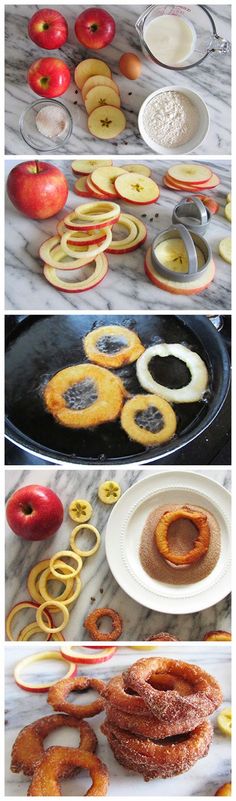 the process of making apple rings is shown