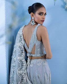 Silver Luxury Indian Bridal Lehenga Choli Dress Elegant Lehenga, Heavy Dupatta, Choli Dress, Latest Model Blouse Designs, Pakistani Clothes, Indian Bridal Lehenga, Sana Safinaz, Indian Bridal Wear, Silk Outfit