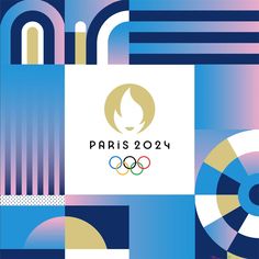 the olympic logo is surrounded by geometric shapes