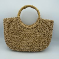 Straw Bag Tan Color New With Tag! 100% Paper Bamboo Like Circular Handle Has A Few Stray Threads Has A Loose Piece As Shown In Pic No Price On Tag The Best Fashion Accessory During The Spring And Summer! Measurements Are Approximate Best Fashion, Tan Color, Straw Bag, Cool Style, Straw, Bag Lady, Fashion Accessories, Womens Sizes, Nike