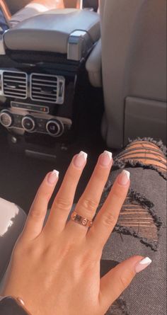 French Tip Short Coffin Acrylic Nails, Short Tip Nails Dip, Hoco Nails Acrylic Coffin, White Nails For Prom Short, White Nails Acrylic French Tips, Nails For Banquet, Mail Ideas French Tip, Hoco Nails Acrylic Square, Simple Nails For Homecoming