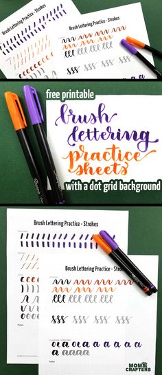 three different types of writing practice sheets with markers