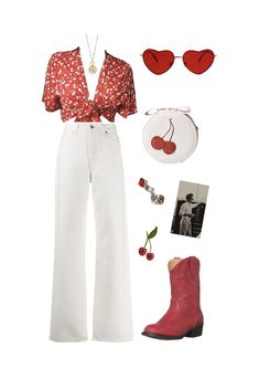 Harry Style Cherry Inspired Outfit for Love On Tour concert outfit #harrystylesaesthetic #loveontour #concert #outfits #music #aesthetic #ootd #outfitinspiration #1d #cherry #fashion Harry Inspired Outfits, Cherry Inspired Outfit