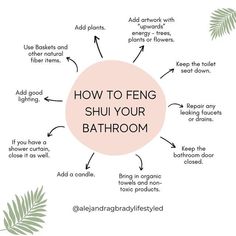 a diagram with the words how to feng shu your bathroom