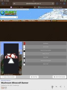 an image of a computer screen with the words mushroom minecraft banner