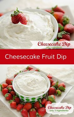 cheesecake fruit dip with strawberries on the side