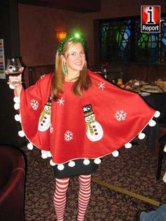 Ugly Sweater Ugly Christmas Sweater Diy Funny, Ugly Christmas Sweater Outfit, Tacky Christmas Party, Ugly Christmas Tree, Diy Christmas Sweater, Christmas Sweater Outfits, Tacky Sweater