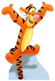 the tigger is jumping up and down with his arms in the air as if he's having fun