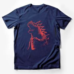 Red Dinosaur Graphic T-Shirt, Trendy Unisex Dino Tee, Cool Jurassic Inspired Top for All Ages Male T-Shirt Custom graphic T-Shirt.Customize your color