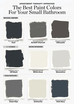 the best paint colors for your small bathroom in shades of gray, blue and white