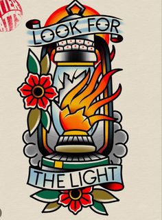 an image of a tattoo design with the words look for the light