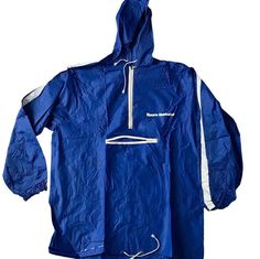 Sports Illustrated Jacket Mens Size XL Full Zip Windbreaker Blue White VTG Blue Waterproof Windbreaker For Streetwear, Winter Sports Blue Raincoat, Blue Hooded Streetwear Raincoat, Sporty Blue Hooded Raincoat, Blue Hooded Raincoat For Streetwear, Sporty Blue Raincoat For Outdoor, Functional Blue Raincoat For Sports, Blue Casual Sports Raincoat, Casual Blue Sports Raincoat