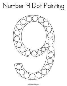 the number 9 dot painting coloring page